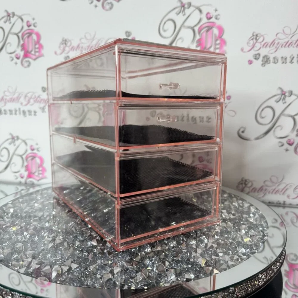 Makeup organizer 4 drawer Clear Pink Acrylic Drawer Organizer